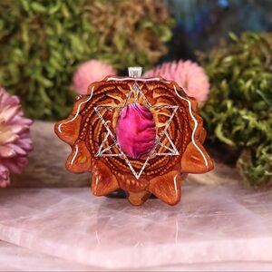 Pinecone Pendant with Paua Shell (Pink) by Third Eye Pinecone